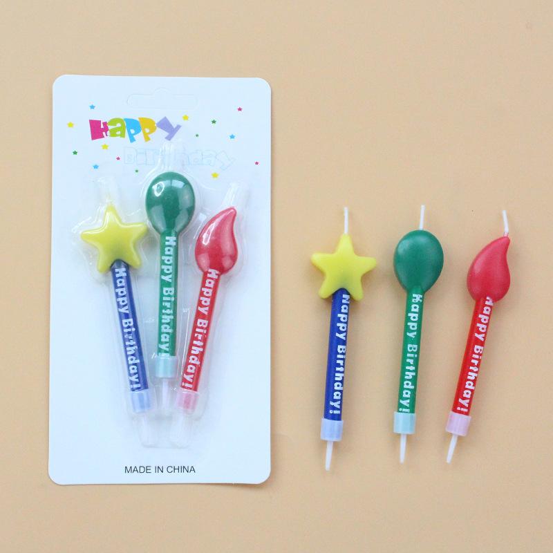 Ins Happy Birthday Letters Colorful Retro Candles Creative Pattern Stars Flame Balloon Party Candles