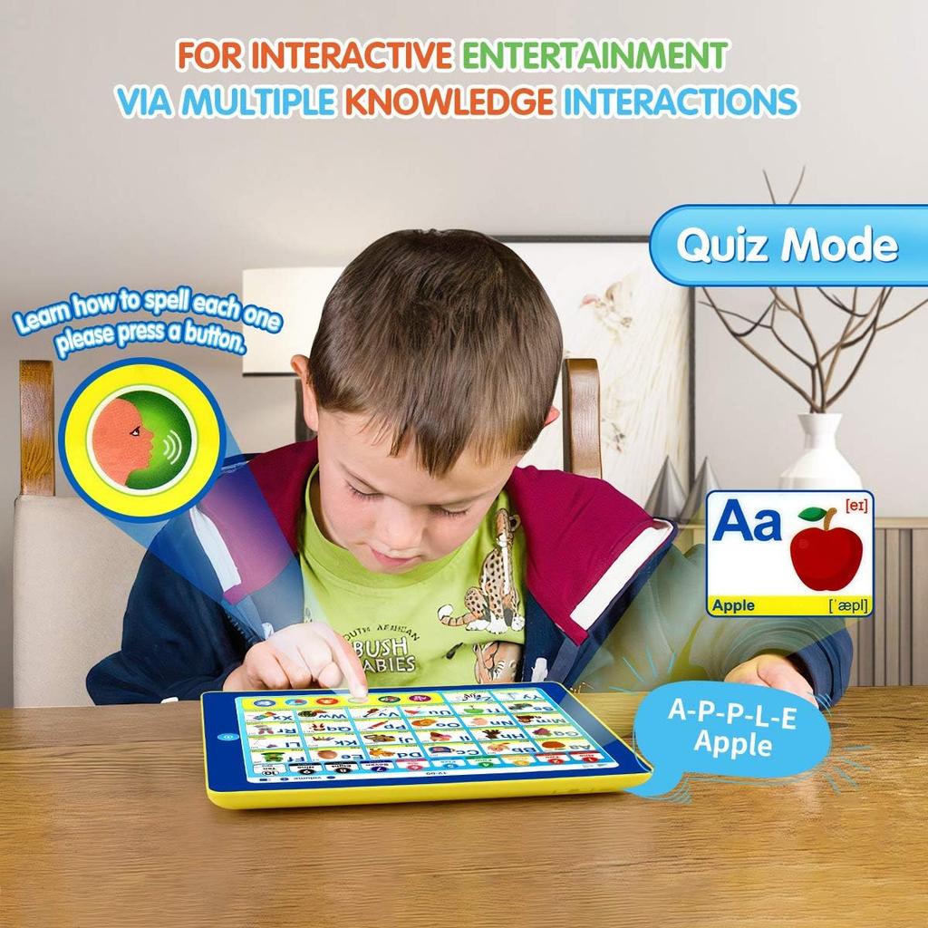 6-in-1 Kids Tablet with ABC/Words/Numbers/Color/Games/Music - Interactive Educational Electronic Toys Makes Learning Fun, Toddler Learning Toys Gifts
