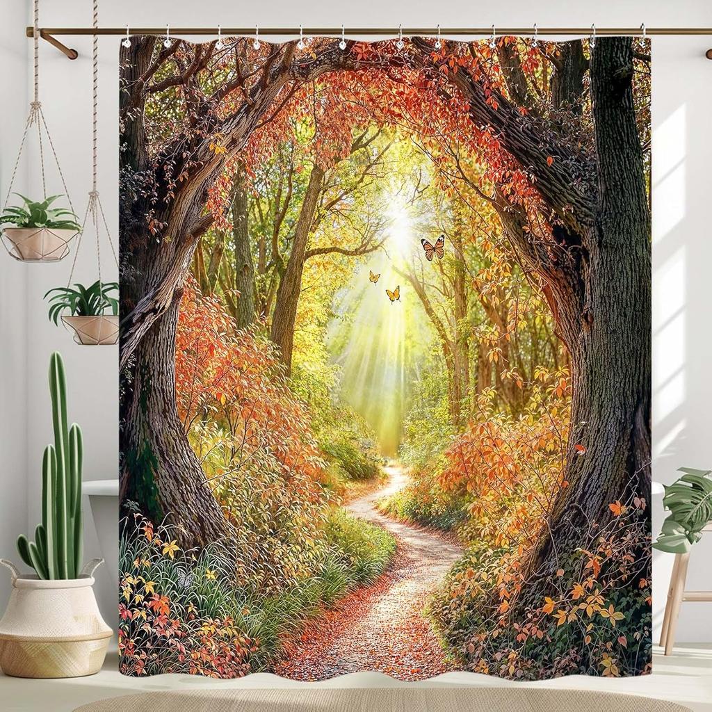 Adorable Cats Shower Curtain Set Cozy Plant Pot Design Waterproof Bathroom Shower Curtain Cute Feline Group Print Charming Home