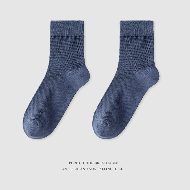 Men's Summer Thin Pure Cotton Mid-calf Socks, Mesh Breathable, Antibacterial and Deodorizing Spring and Autumn Casual Business Socks