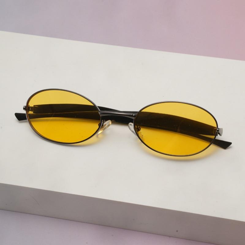 Oval Frame Rimless Cut Edge Sunglasses Fashion UV400 Small Frame Eyewear Gafas De Sol Personality Design