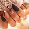 24x Christmas Artificial Nail Snowflake False Nail Glittering Press On Nail Full Cover Stick On Nail for Women