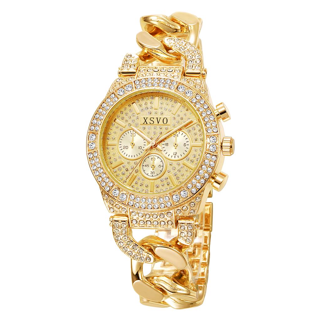 New Fashion Light Luxury Gimono Diamond Chain Strap for Women Quartz Watch for Christmas and Halloween Gifts