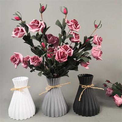 Modern Plastic Vases Imitation Ceramic Flower Pot Vase Basket Wedding Party Home Garden Decoration Artificial Flower Arrangement