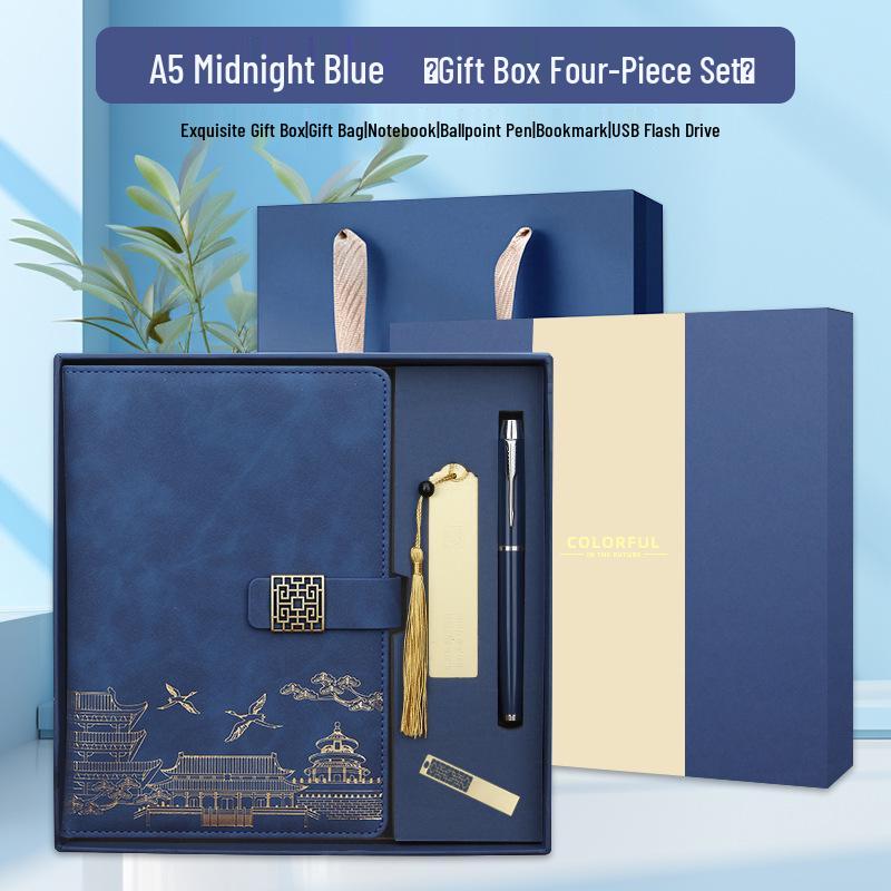 Custom Logo Cultural Gift Set: Notebook & Wooden Bookmark Souvenir