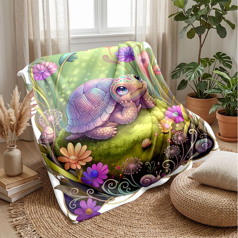 Fantasy Sea Turtle Journey Theme Blanket Lightweight Warm Flannel Blanket Decorative Throw Blanket for Home Decoration