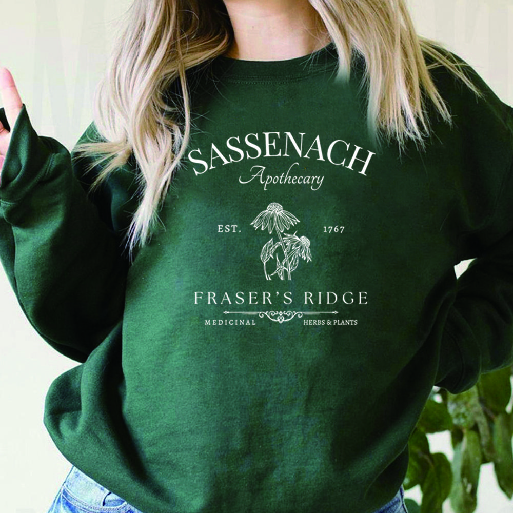 Sassenach Apothecary Sweatshirt Outlander Shirt Aesthetic Plant Graphic Pullover Unisex Long Sleeves Casual Sweatshirts