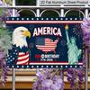 2D Flat, 1pc "250th Celebration" Patriotic Plaque, 12"×8" - American Independence Decor Sign with Eagle & Statue, Red White & Blue - Aluminium Wall