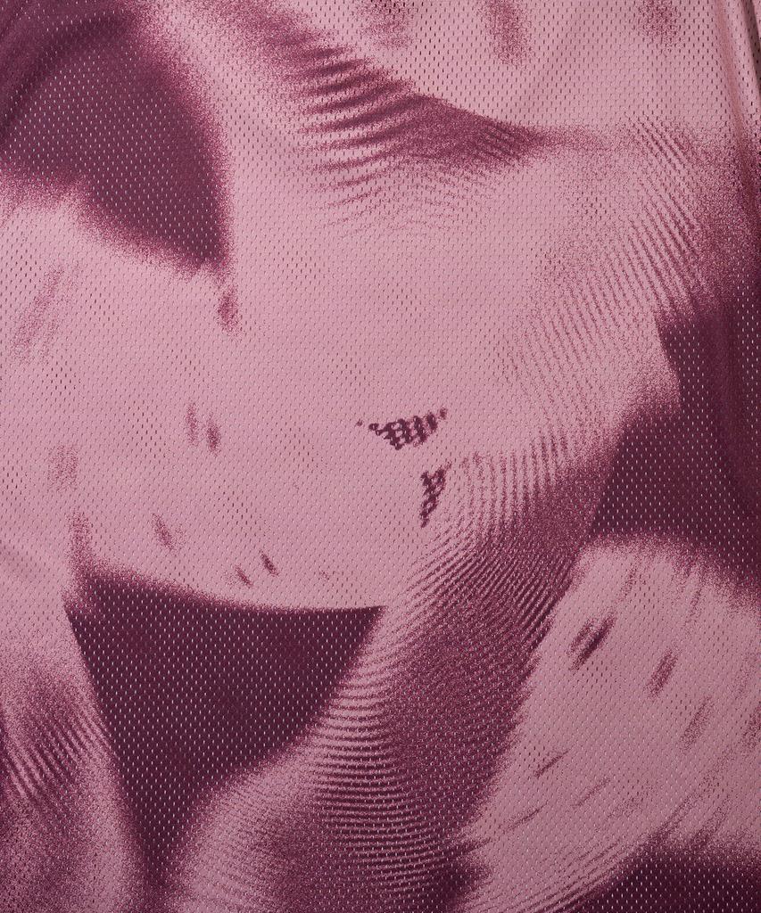 Physical Department Mushroom Mesh Satin Mix Short Sleeve T-Shirt_Burgundy