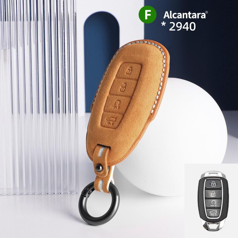 Alcantara For Hyundai Solaris Azera Elantra KONA Grandeur IG Accent Santa Fe Car Key Case Accessories Keychain Shell 2025 2025