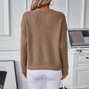 Women's Fashion Casual Round Neck Solid Color Long Sleeve Loose Knit Pullover Sweater