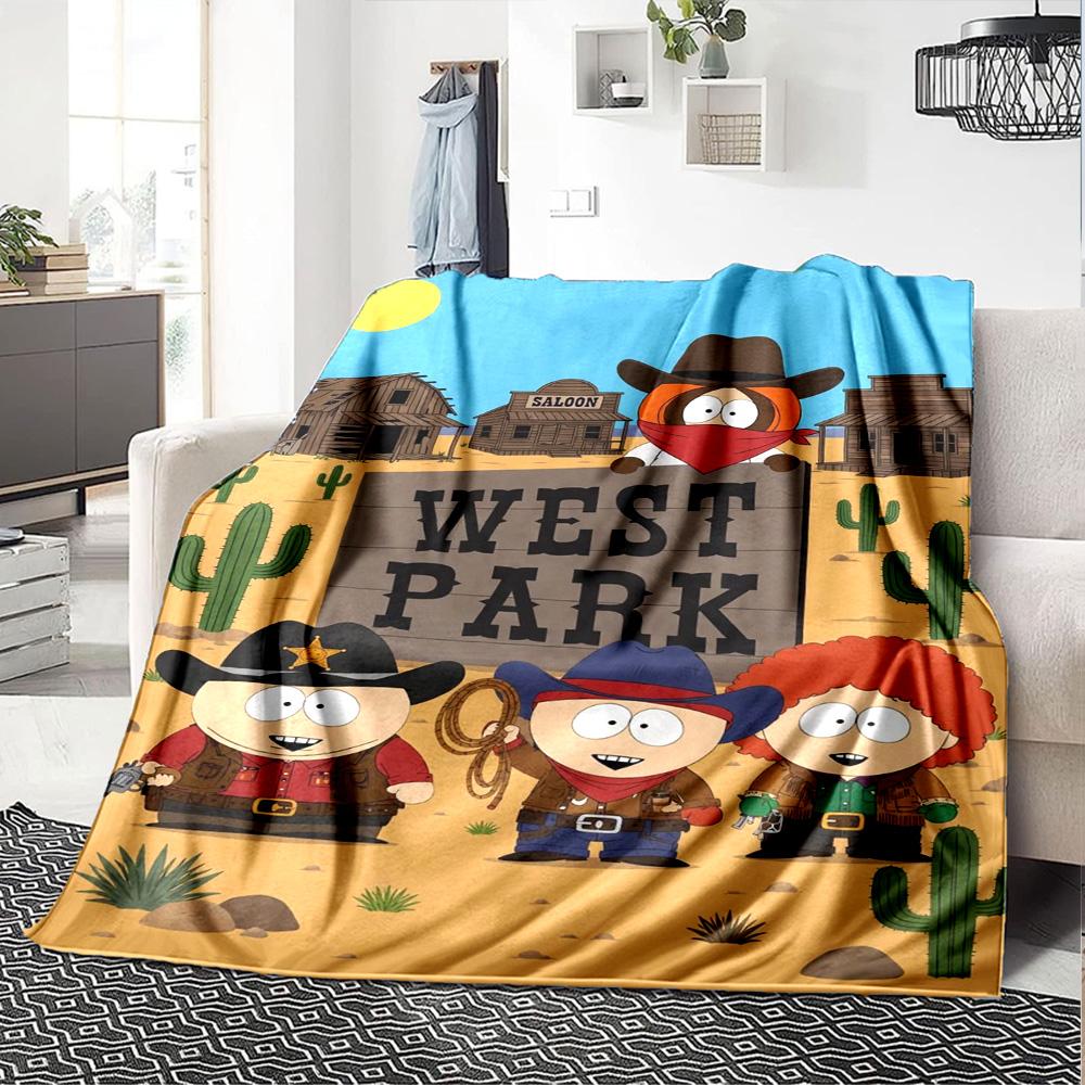 Cartoon Park South Print Flannel Blanket High Quality Warm Comfortable Cover for All Seasons Perfect for Gifts Home Decor