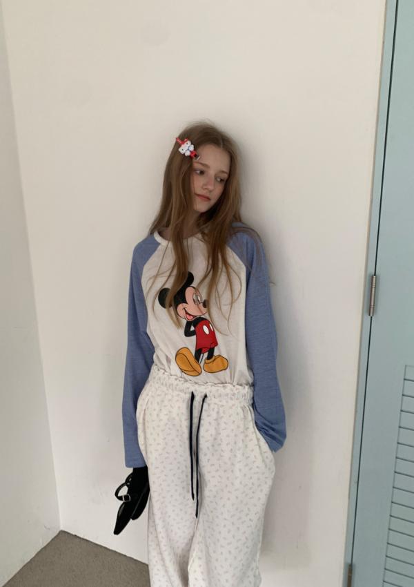 ROSIE Vintage Mickey Raglan Tee_Blue