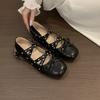 Fashion Niche Design Sense Square Toe Rivet Inner Heightened Mary Jane Shoes Women's 2025 Summer New Bow Ballet Shoes