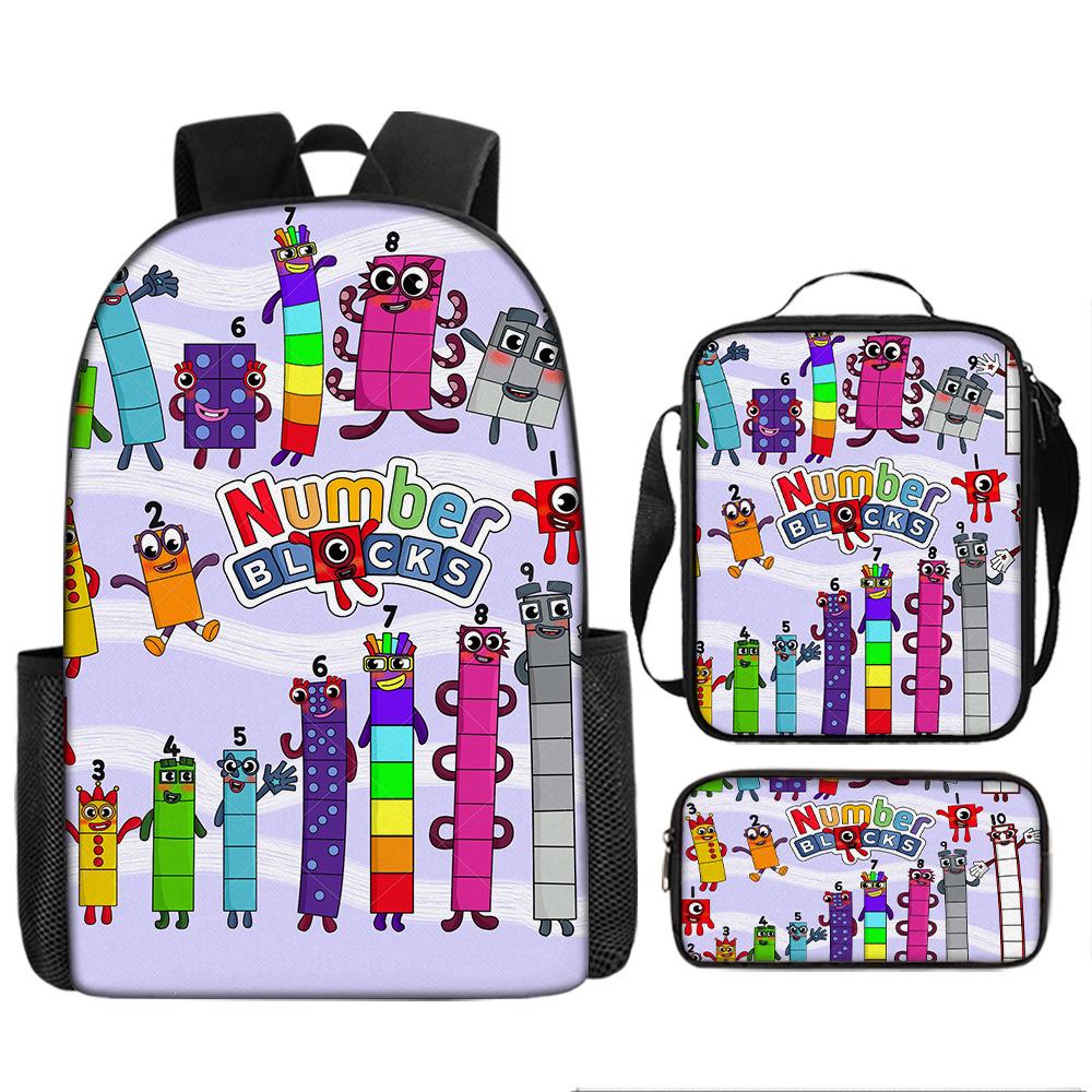 Digital building block backpack, animation primaryschool third and fourth grades light burden reduction, primary and secondary school students storage
