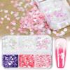 6 Grids Cherry Blossom Petal Nail Art Glitters 3D Nail Sequins Color Glitters
