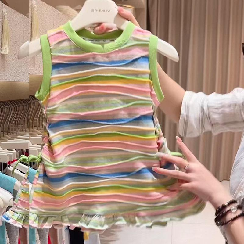 Colorful Striped Tank Dress for Toddlers and Girls - Summer H-Line Style