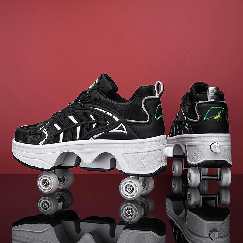 2025 New Roller Skates Students Outdoor Wheel Shoes Multi-functional Sports Shoes 33-43 Size High Quality Roller Skates