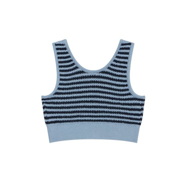 Covernat U-Neck Striped Slim Fit Short Vest Women tops Navy-Blue CO2501KT77NA