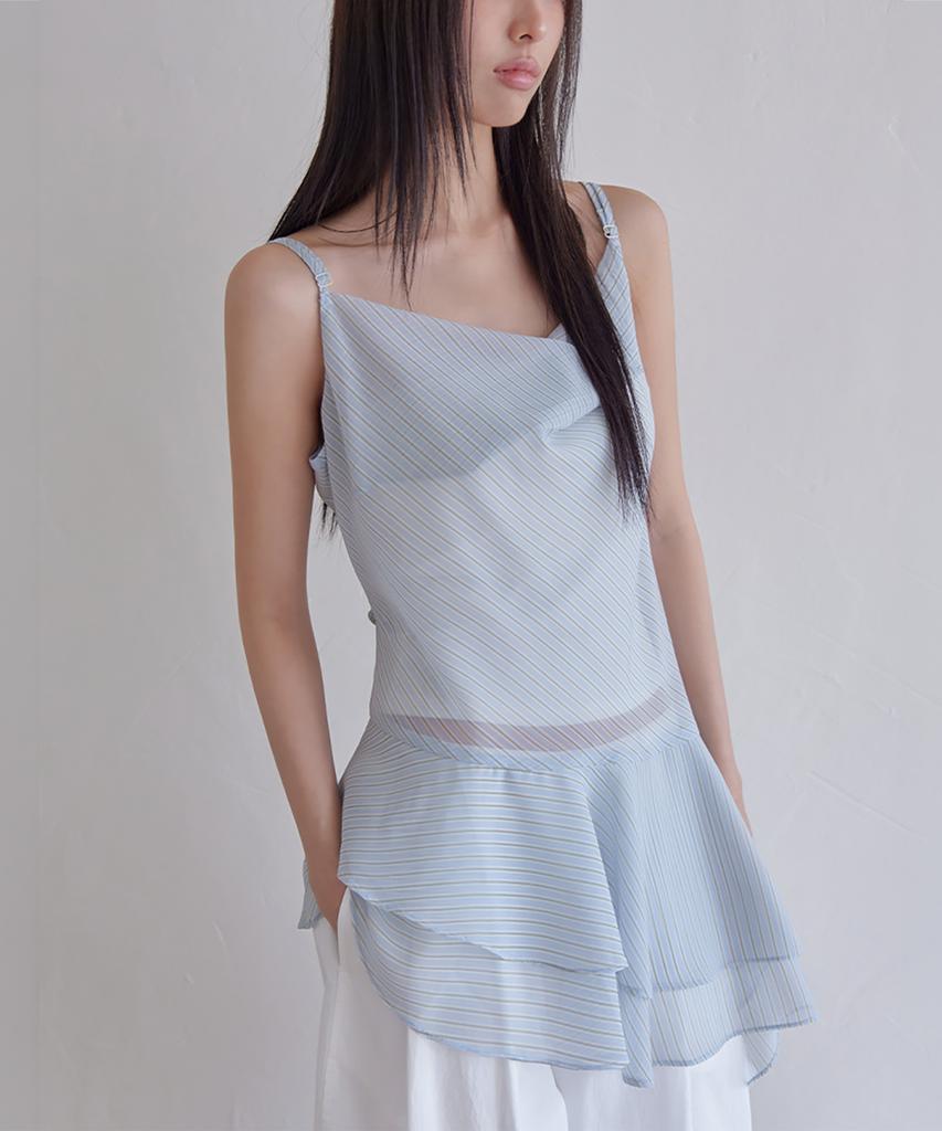 Leondeondada Sheer Flare Layered Dress, Blue