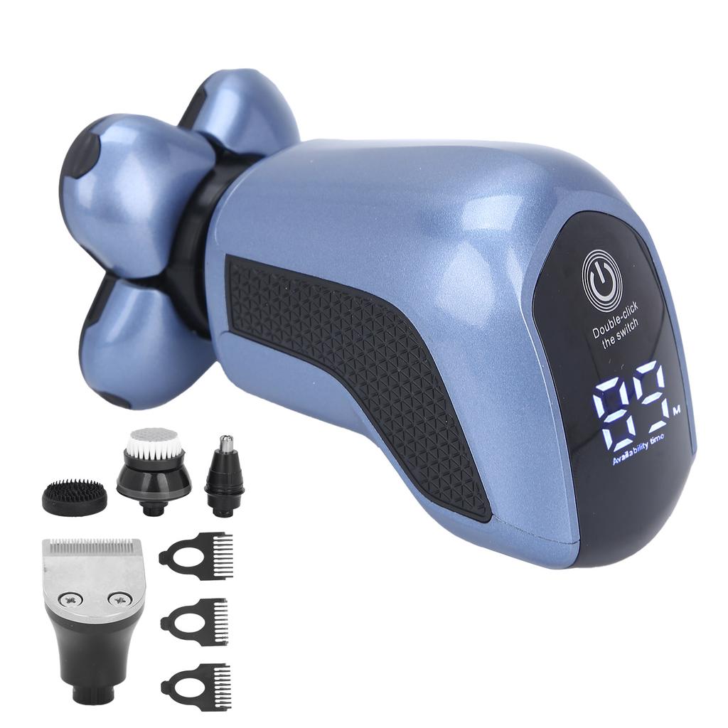 Multi Functional Electric Razor Sideburns Nose Hair Trimmer Facial Cleansing Brush Sky Blue