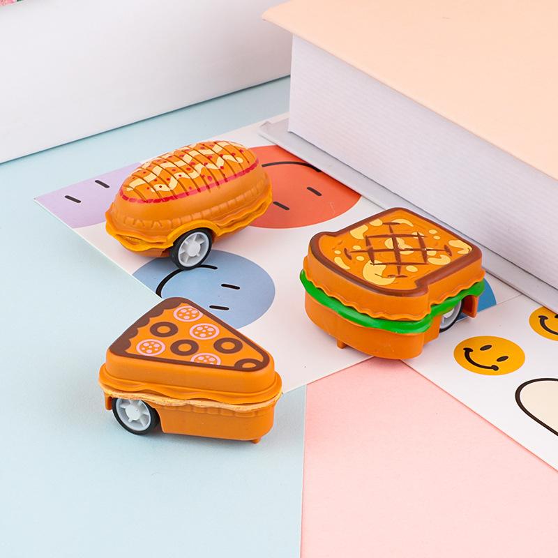 

10Pcs/Bag Cartoon Bread Pull Back Car Toys Mini Creative Pull Back Car Toys Simulation Bread Food Car Children Educational Toys