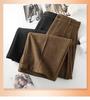 Women's Plus Velvet Wool-Blend Wide-Leg Scimitar Pants - Winter Warm, Thick, Short-Length, Straight-Cut, Nine-Point Casual Style