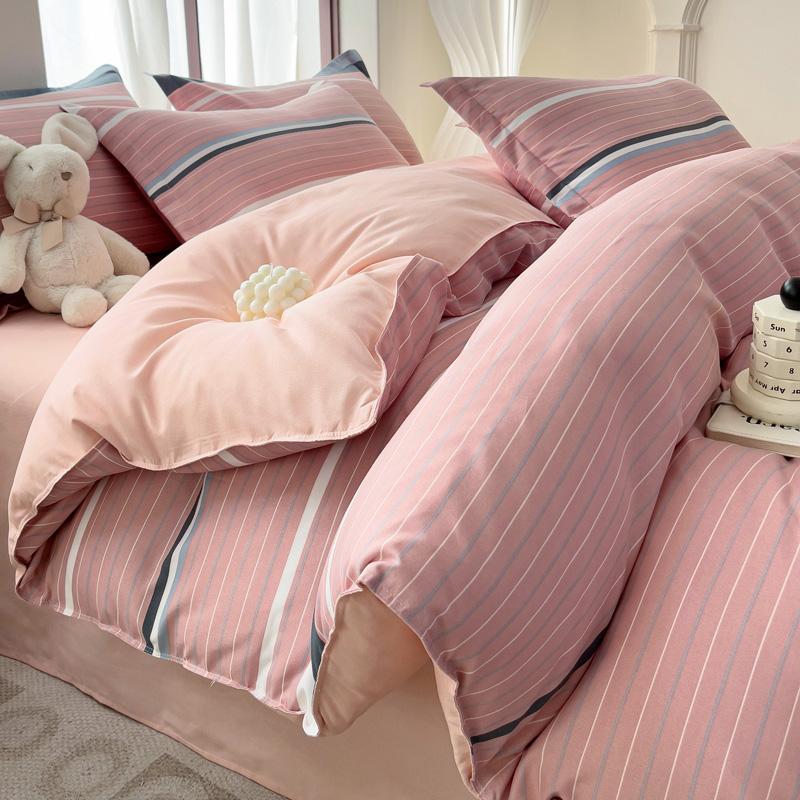 Soft Color Block Checkered Bedding Set Comfy 100% Washed Cotton Blue Plaid Duvet Cover Set King Queen Size Comforter Cover Sheet