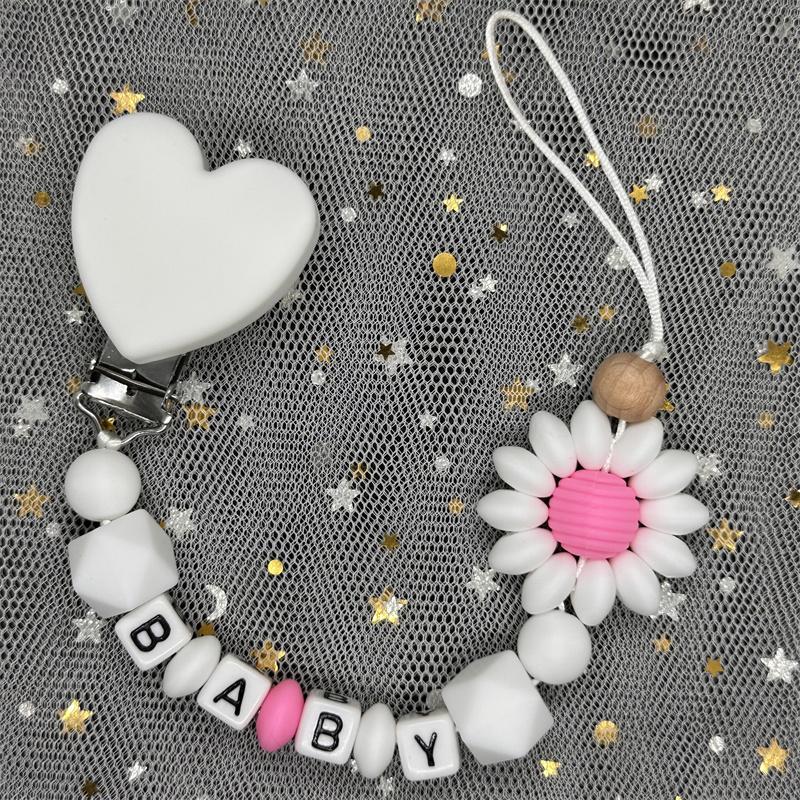 Custom Personalized Name Pacifier Clips BPA Free Silicone Silicone Baby Pacifier Clips Colorful Pacifier Chain Holder Teething