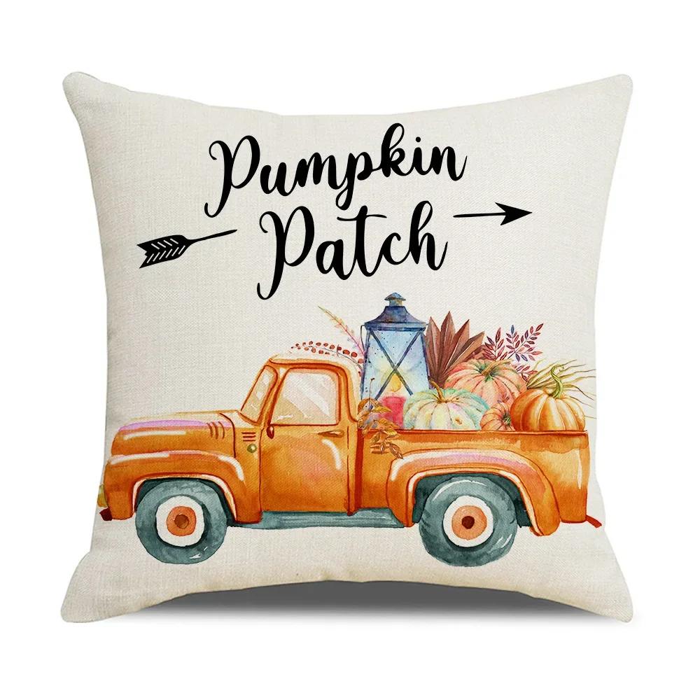 45X45cm Happy Thanksgiving Cushion Cover Fall Home Pumpkin Decorative Throw Pillows Sofa Cushions Maple Leaf Pillowcase 2023 New