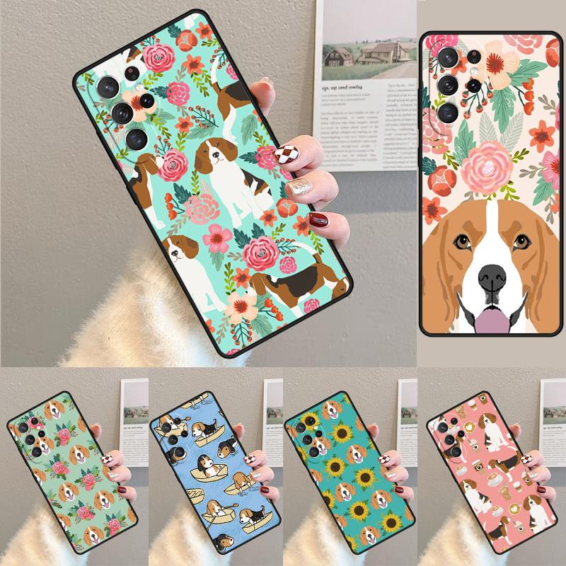 Beagle Floral Dog Phone Case for Samsung Galaxy note 10 pro S26 Ultra S23 S24 FE S25 S21 S22 PLUS shockproof Cove