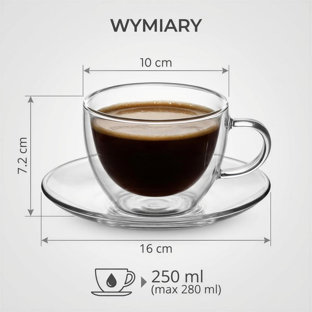 Thermal Coffee Cup And Saucer 250Ml Borosilicate Glass