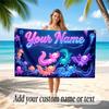 Underwater Fish Theme Quick Dry Beach Towel Custom Name Text Print Large Sand Resistant Towel Beach Vacation