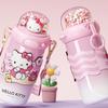 X&W Sanrio Straw Thermos Cup Cartoon Kuromi Drinking Water Bottle Stainless Steel Vacuum Flasks with 3D Creative Lid Kids Gifts
