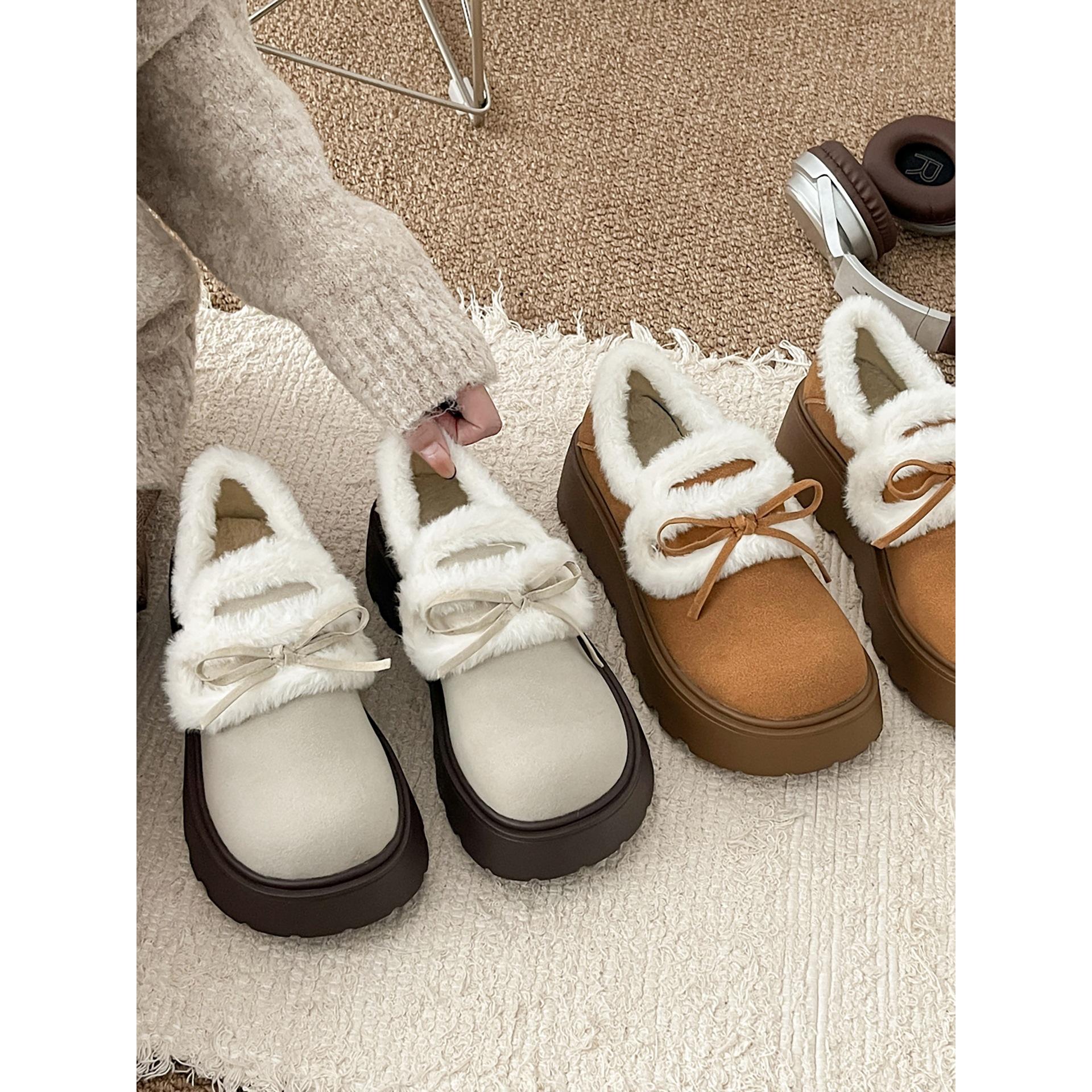 Белые ретро велюровые утолщенные на толстой подошве Birkenstocks женские зимние теплые и высокие пушистые снегоступы 35
