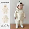 Prémiová kojenecká kombinéza s kapucí: Oboustranný fleece, hřejivý kabát s bavlněnou výplní na podzim/zimu