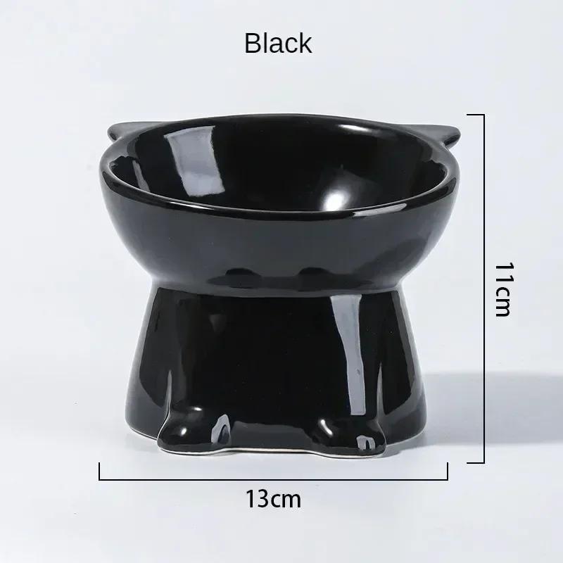 Hot High footed ceramic cat bowl cat shaped pet food bowl slanted mouth anti black chin cat bowl niversal pet bowl for cats dogs