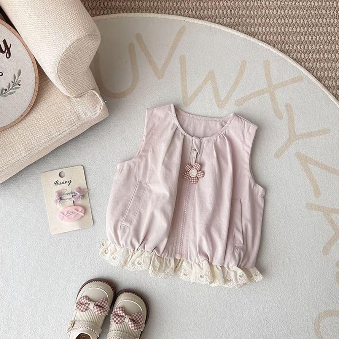 2026 Spring Peach Mist Children s Princess Pink Vest 80cm