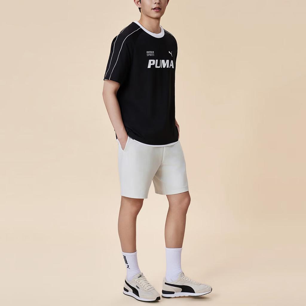PUMA T Shirts Unisex Black Crew Neck Moderate Straight Fit 695496-01