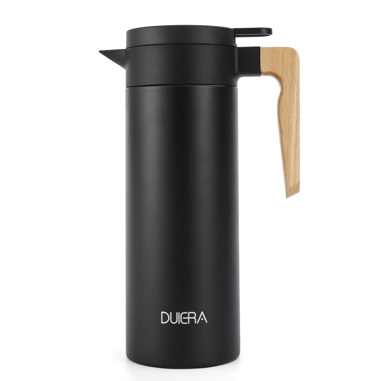 

Чайник-термос DUIERA 1,5 литра, Изолированный чайник, 1500 мл, Стильный чайник из нержавеющей стали, Настольный чайник с деревянной ручкой и крышкой, Черный