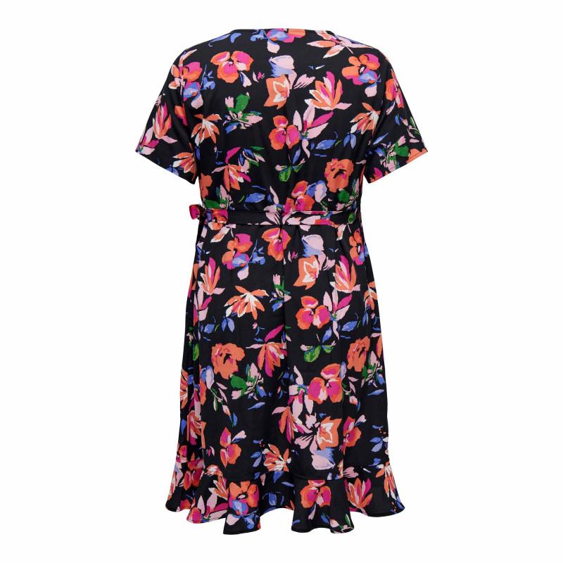 Kurzes Wickelkleid mit Rüschen und Gürtel NUR für Damen CARMAKOMA