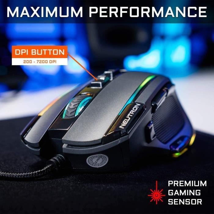 THE G-LAB KULT-NITRO-NEUTRON Souris Gaming RGB - 7200 DPI - Programmable - Noire