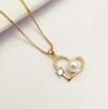 Love Necklace Women'S Simple Versatile Temperament Zircon Pearl Heart Pendant Clavicle Chain