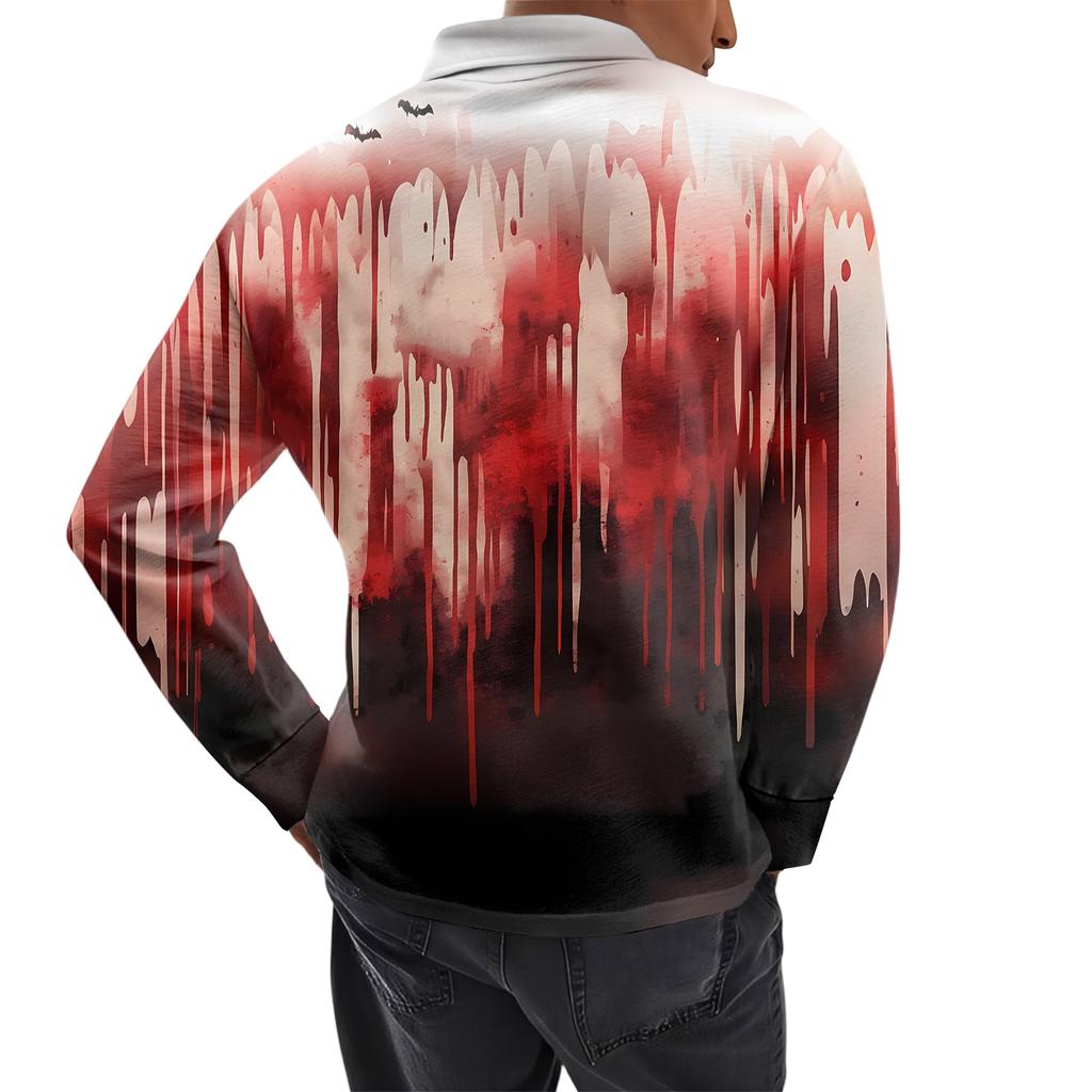 Men's Casual Retro Small V-neck Long-sleeved Top