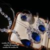 Sri Lanka Blue Cheetah Gemstone Necklace Vintage Plated 18K Gold, Royal Blue Drop Zircon Y Necklace