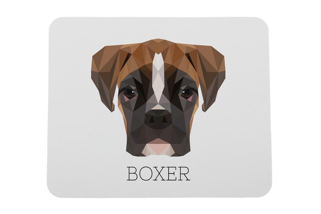 Boxer, German Boxer III – Geometric mouse pad with a picture and text | Art-Dog