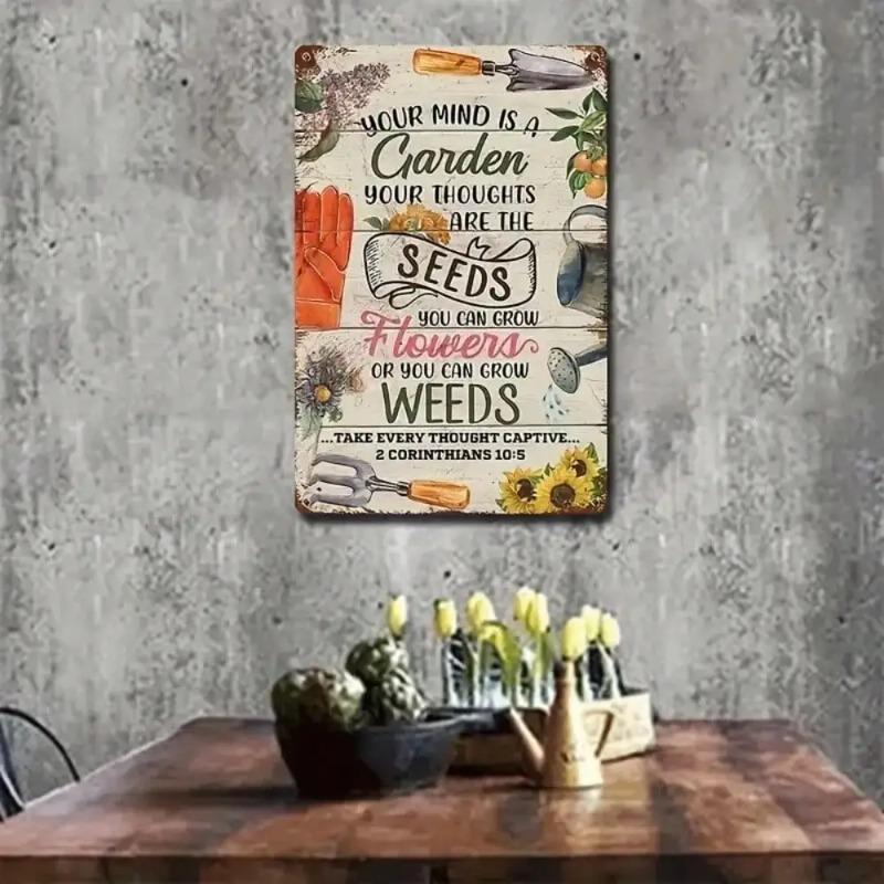 

Christian Garden Metal Sign Rustic Faith Home Decor Vintage Inspirational Design 20x30cm