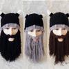 Fashion Creative Wool Knit Ox Horn Beard Hat Warm Comfortable Beanie Hat Halloween Gifts