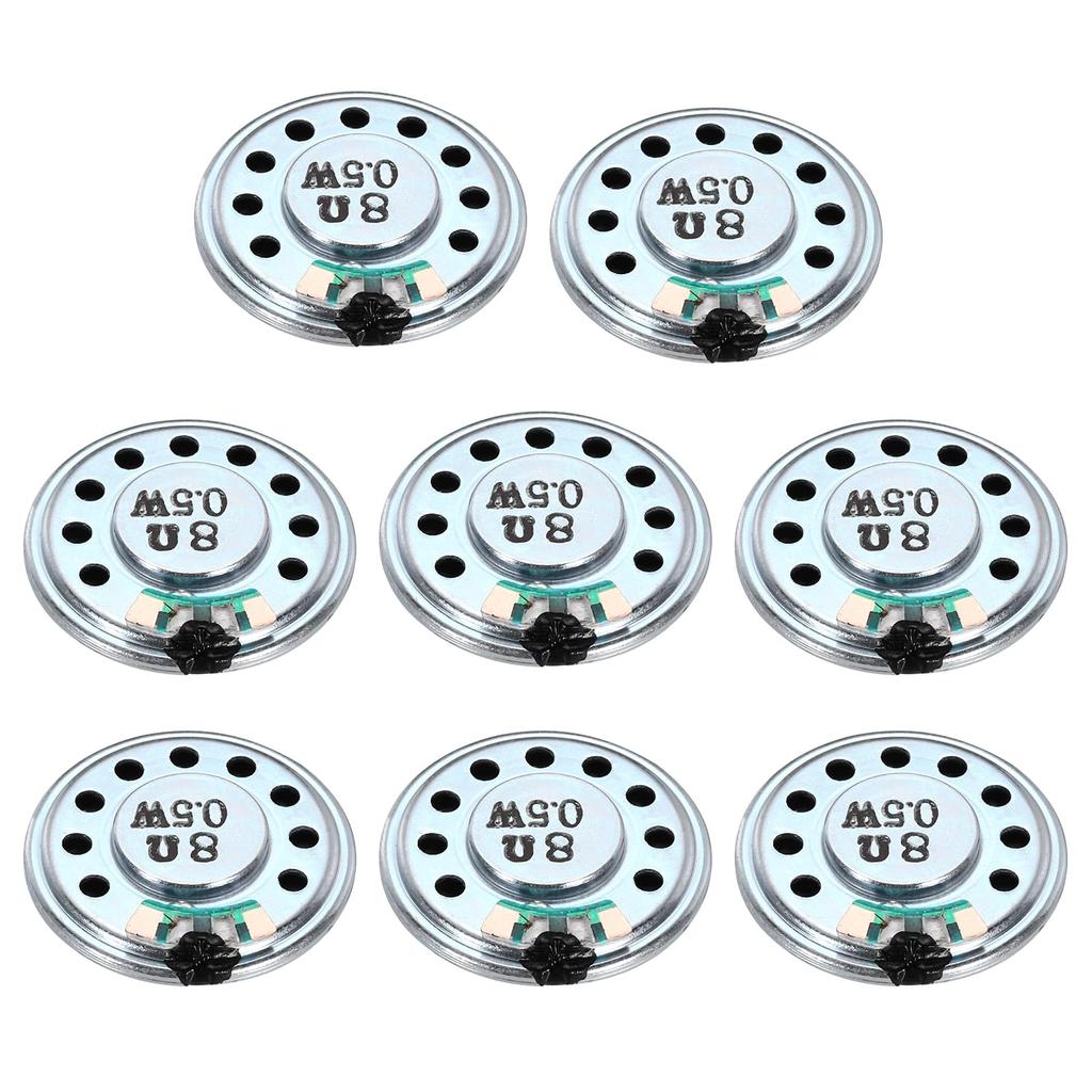 uxcell 8pcs 8ohm Mini Speakers Metal Shell Round Internal Micro Magnet Speakers Mini Speakers DVD EVD Multimedia Mobile Portable Advertising Equipment