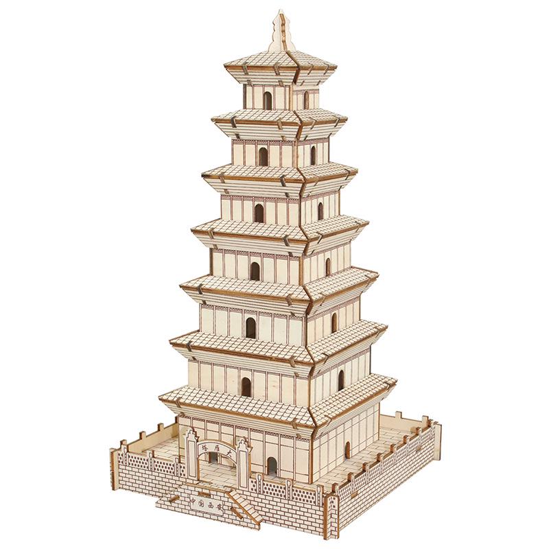 DIY Wooden 3D Puzzle: Chinese Architectural Model Educational Toy & Souvenir